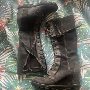 Sorel Joan of Arctic Charcoal Lace-Up Tall Wedge Boots